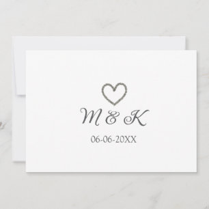 Zilveren hart huwelijks koppel naam letter modern kaart