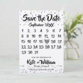 Zilveren Hart Kalendar Sla de Datum Op Save The Date (Staand voorkant)