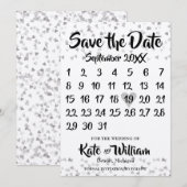 Zilveren Hart Kalendar Sla de Datum Op Save The Date (Voorkant / Achterkant)