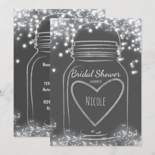 Zilveren Hart Mason Jar & Glitter Lichtjes ELKE KL Kaart