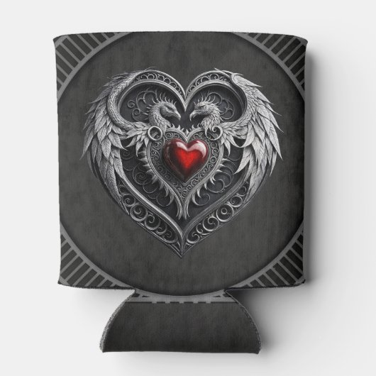 Zilveren hart met vleugels blikjeskoeler (Achterkant)
