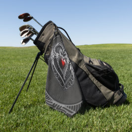 Zilveren hart met vleugels. golfhanddoek