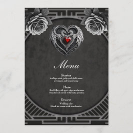 Zilveren hart met vleugels. menu