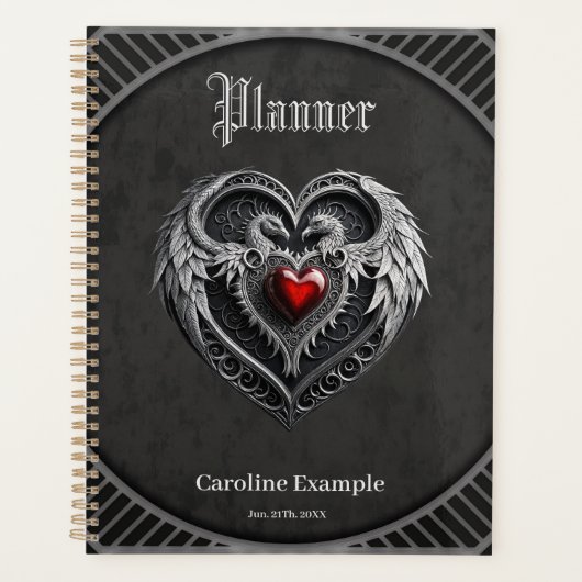 Zilveren hart met vleugels planner (Voorkant)