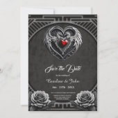 Zilveren hart met vleugels. save the date (Voorkant)