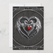 Zilveren hart met vleugels. save the date (Achterkant)