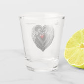 Zilveren hart met vleugels. shot glas (Achterkant)