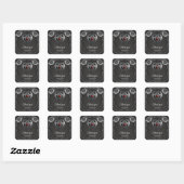 Zilveren hart met vleugels. vierkante sticker (Vel)