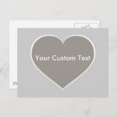 Zilveren hart met witte omtrek briefkaart (Voorkant / Achterkant)