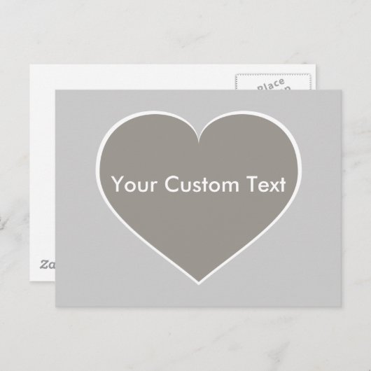 Zilveren hart met witte omtrek briefkaart (Voorkant / Achterkant)