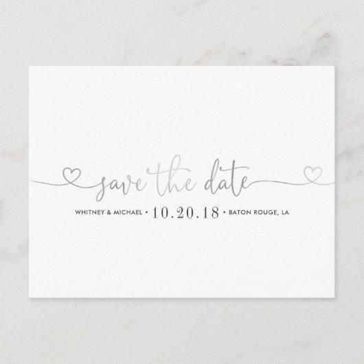 Zilveren Hart Red de Datum Aankondigingskaart (Voorkant)