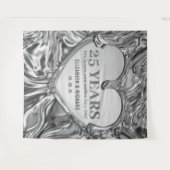 Zilveren Hart Trouwdag Achtergrond Wandkleed (Voorkant (horizontaal))