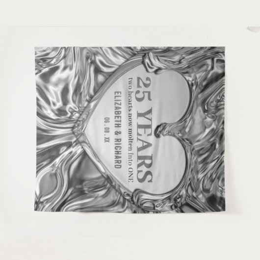 Zilveren Hart Trouwjubileum Achtergrond Wandkleed (Voorkant (horizontaal))