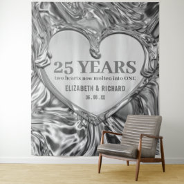 Zilveren Hart Trouwjubileum Achtergrond Wandkleed