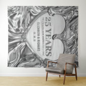 Zilveren Hart Trouwjubileum Achterwand Wandkleed (In Situ (horizontaal))