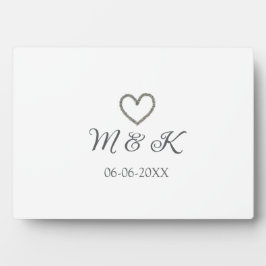 Zilveren hart trouwpaar naam letter modern  fotoplaat