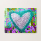 Zilveren Hart Turquoise Outline op Graffiti Wall - Legpuzzel (Horizontaal)