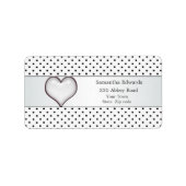 Zilveren hart zwart polka dot Label (Voorkant)