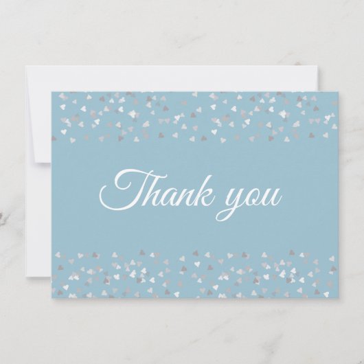 Zilveren Harten Confetti Script Bedankt (Voorkant)
