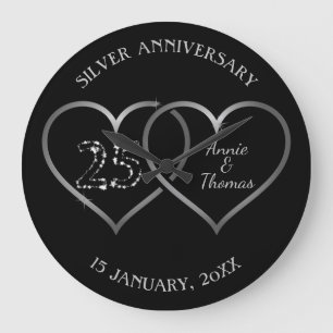 Zilveren harten en cijfers grote klok