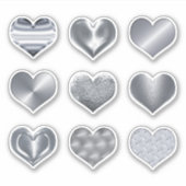 Zilveren harten Faux Metalen Set van 9 Liefde Sticker (Voorkant)