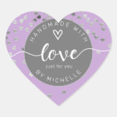 zilveren harten handgemaakt van het liefdesmonogra hart sticker (Voorkant)