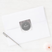 zilveren harten handgemaakt van het liefdesmonogra vierkante sticker (Envelop)