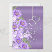 Zilveren Harten op lavender Paars Satin - Uitnodig Kaart (Voorkant)