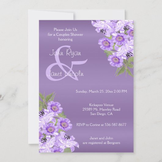 Zilveren Harten op lavender Paars Satin - Uitnodig Kaart (Achterkant)