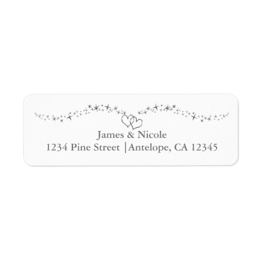Zilveren harten & Sparkle bruiloft Adresetiketten Etiket (Voorkant)