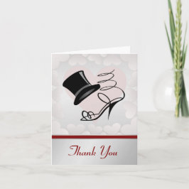 Zilveren Harten Zwarte Top Hoed en Hoge Hakken Bedankkaart