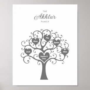 Zilveren Hartens Familiestamboom Poster