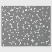 Zilveren Hartjes Confetti Cadeaupapier (Vlak)