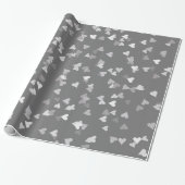 Zilveren Hartjes Confetti Cadeaupapier (Uitgerold)