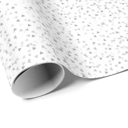 Zilveren Hartjes Confetti Cadeaupapier (Rol Hoek)