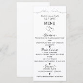 Zilveren Hartjes & Glamour Bruiloftsmenu Menu (Voorkant / Achterkant)