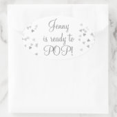 Zilveren Hartjes Ze staat op springen Baby Shower  Ovale Sticker (Tas)