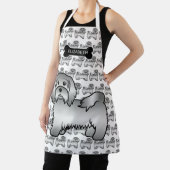 Zilveren Havanese Cartoon Hond Illustratie & Naam Schort (Insitu)