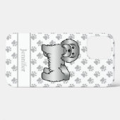 Zilveren Havanese Cartoonhond Illustratie & Naam Case-Mate iPhone Case (Achterkant (horizontaal))