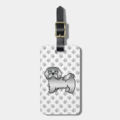 Zilveren Havanese Lieve Cartoon Hond & Aangepaste Bagagelabel (Voorkant verticaal)
