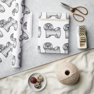 Zilveren Havanese Mooie Cartoon Hond Patroon Cadeaupapier