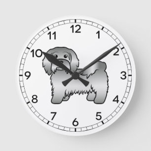 Zilveren Havanese Mooie Cartoonhond Illustratie Ronde Klok