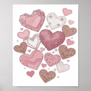 Zilveren HEARTS AND STARS artistiek motief met een Poster