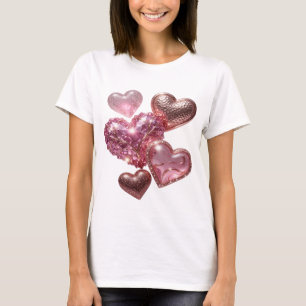 Zilveren HEARTS OF LOVE Statement T-shirt met rand