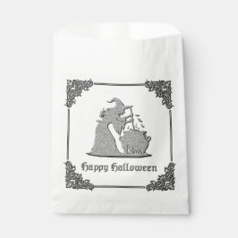 Zilveren heks en ketel Halloween Bedankzakje
