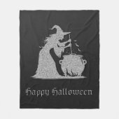 Zilveren heks en ketel Halloween Fleece Deken (Voorkant)