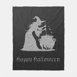 Zilveren heks en ketel Halloween Fleece Deken