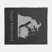 Zilveren heks en ketel Halloween Fleece Deken (Voorkant (Horizontaal))