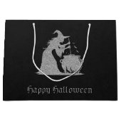 Zilveren heks en ketel Halloween Groot Cadeauzakje (Voorkant)