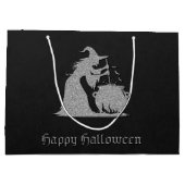 Zilveren heks en ketel Halloween Groot Cadeauzakje (Achterkant)